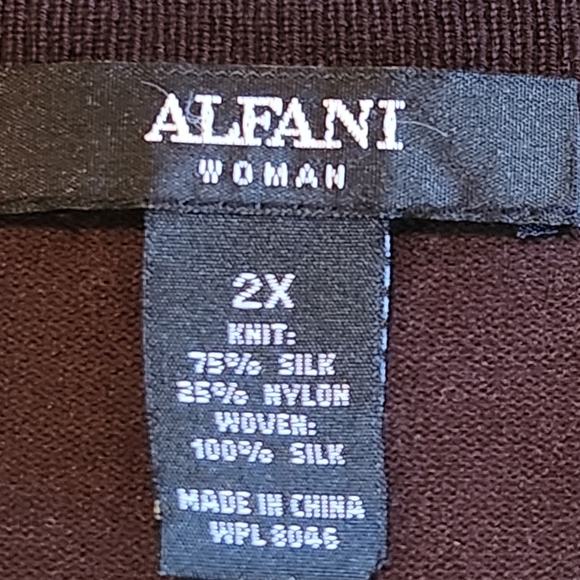 Alfani Silk blend faux layered blouse Size 2X Colors browns and tan - Picture 4 of 11